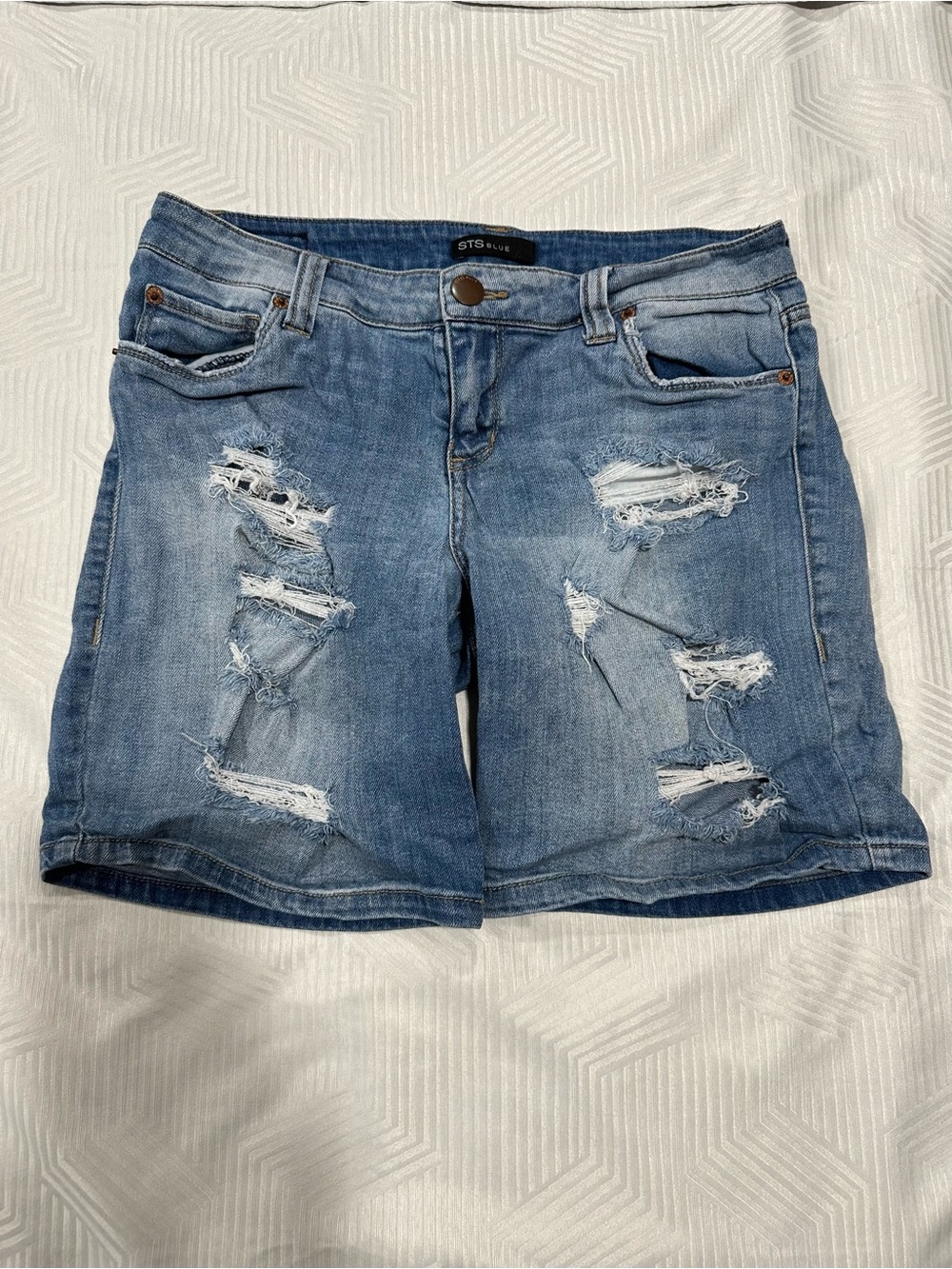 STS Blue Distressed Denim SoCal Bermuda Shorts - Medium Wash - Juniors Size 5